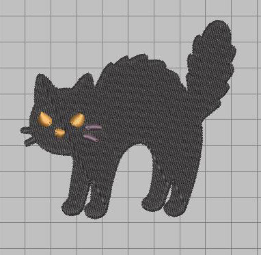 DIGITAL Embroidery File - Angry Black Cat - Halloween Icons