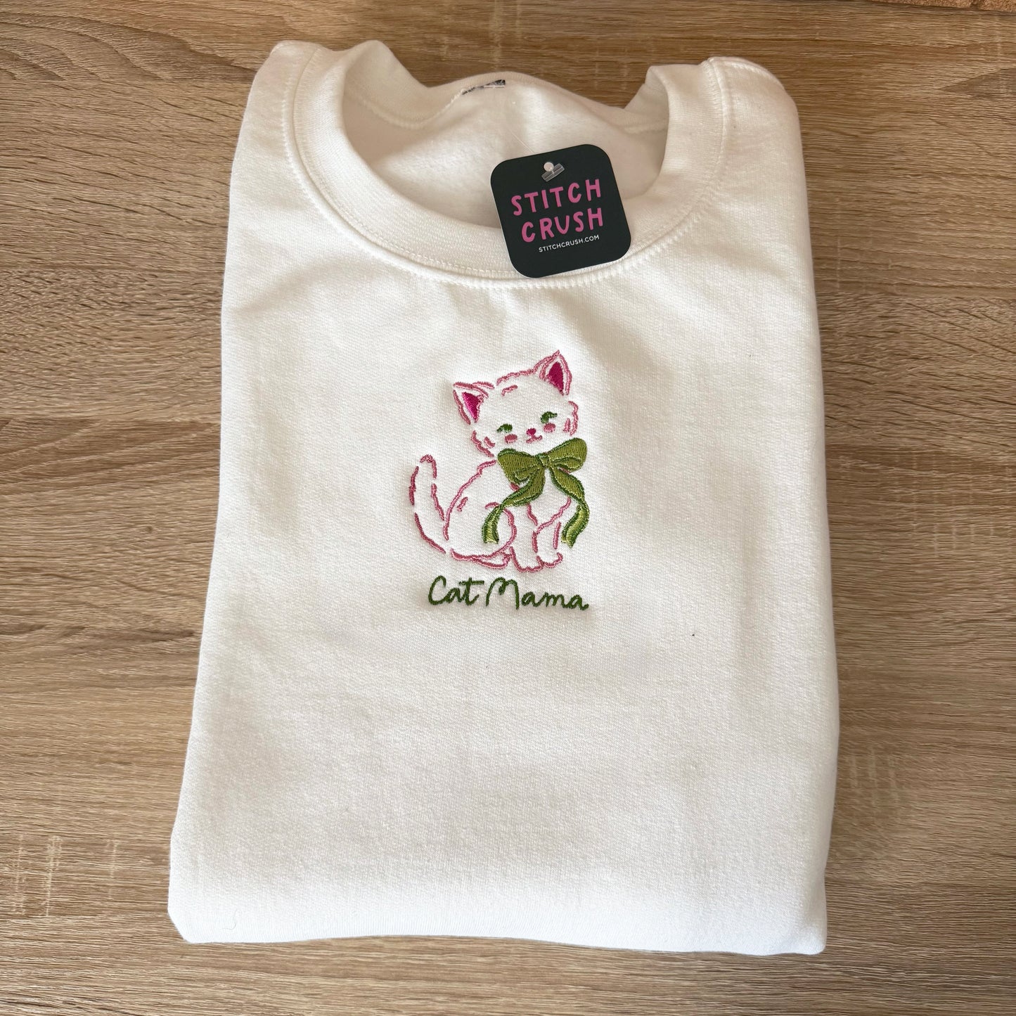 Cat Mama Embroidered Crewneck Sweatshirt