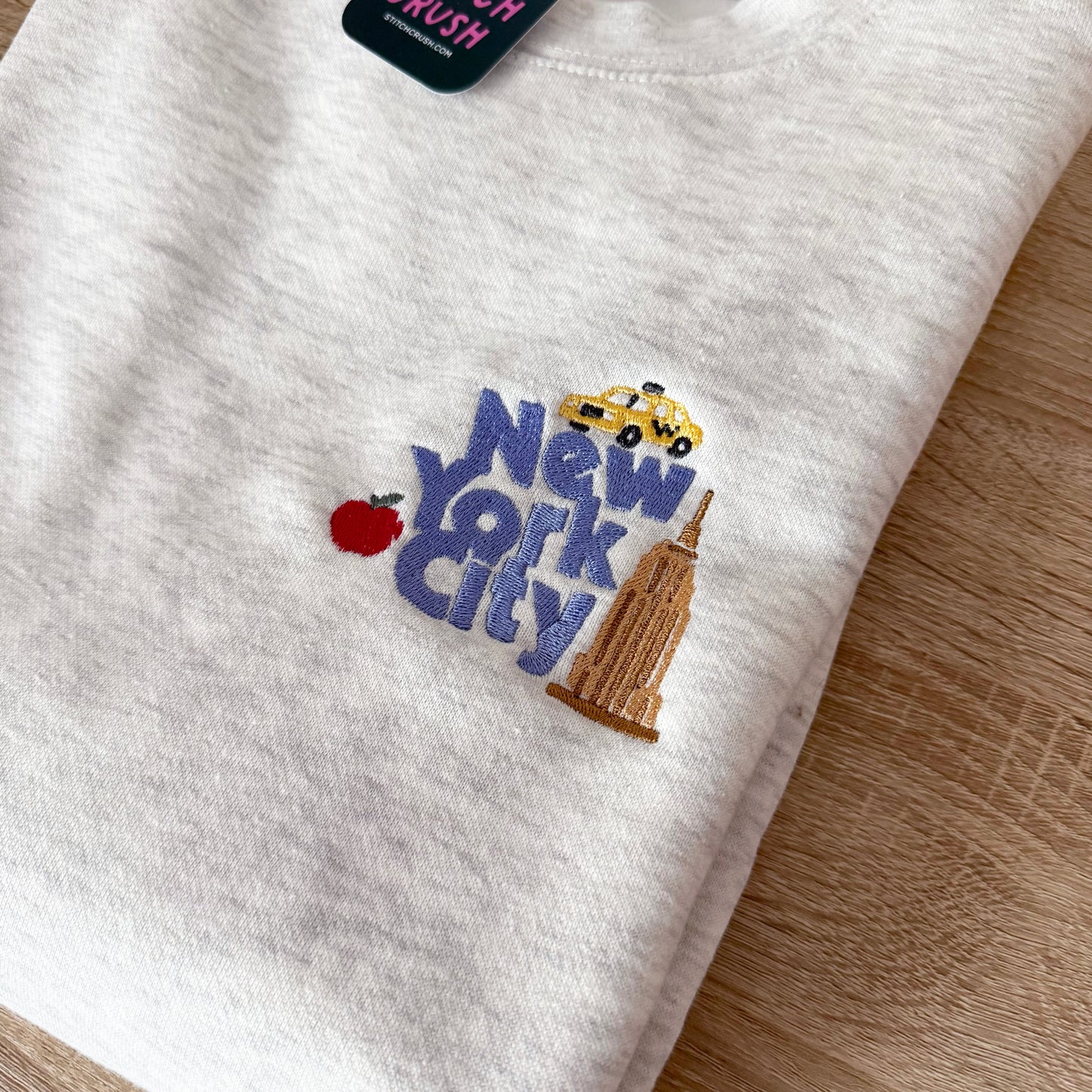 New York City Small Cities Embroidered Crewneck Sweatshirt