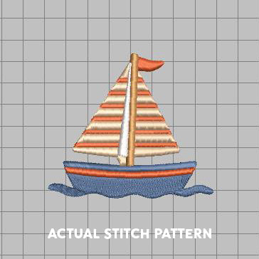 DIGITAL Embroidery File - Striped Sailboat