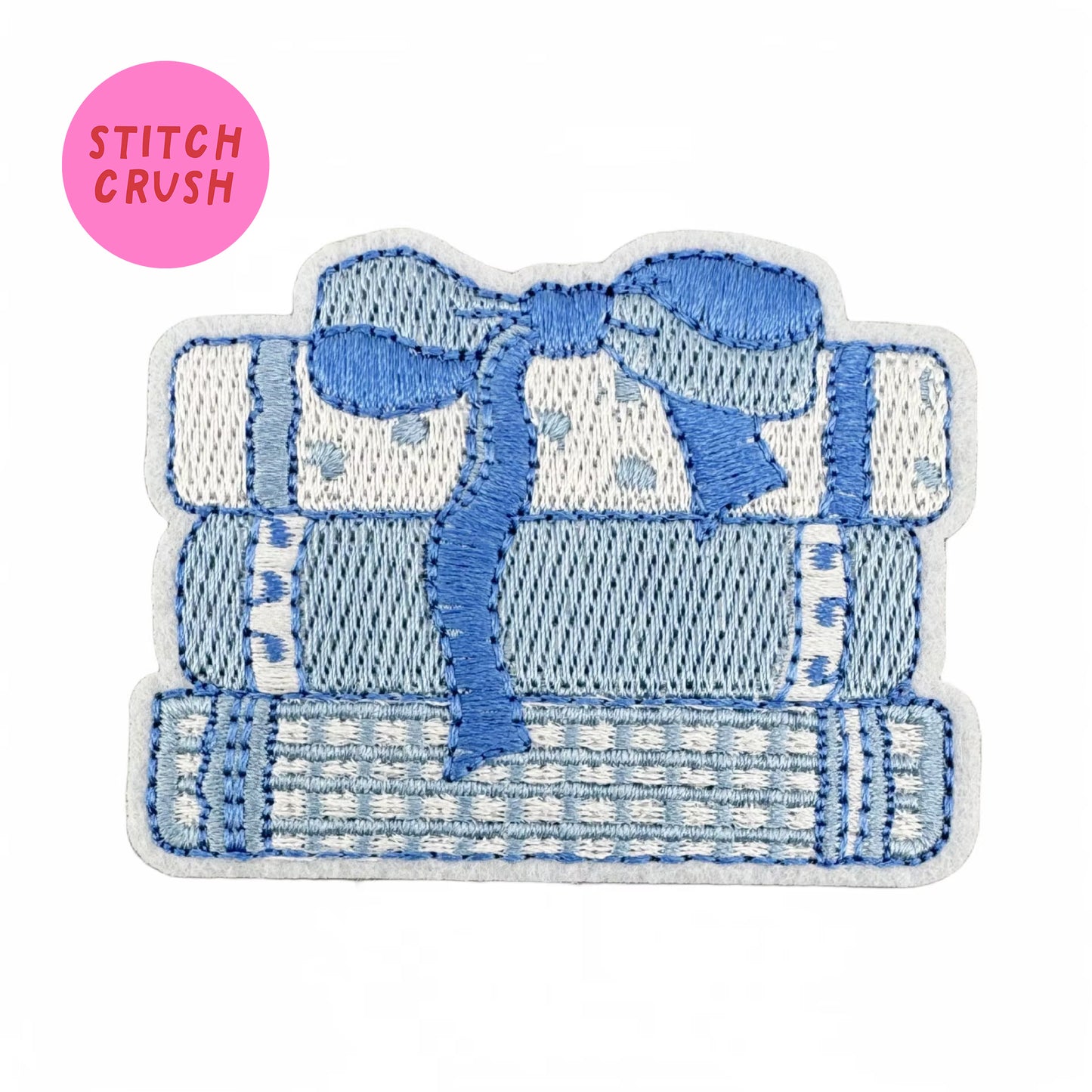 Blue Book Stack Embroidered Iron-on Patch