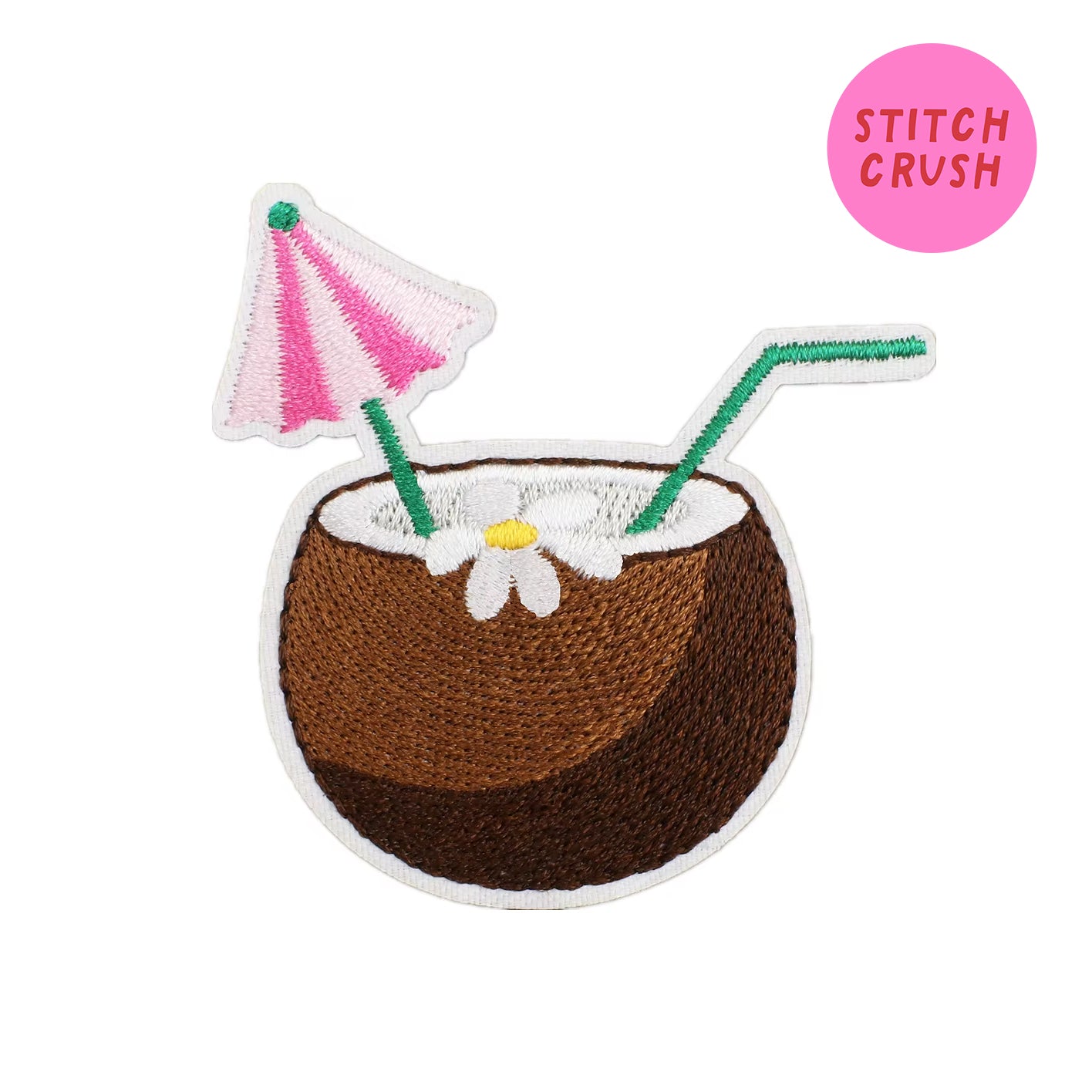 Coconut Beach Drink Embroidered Iron-on Patch