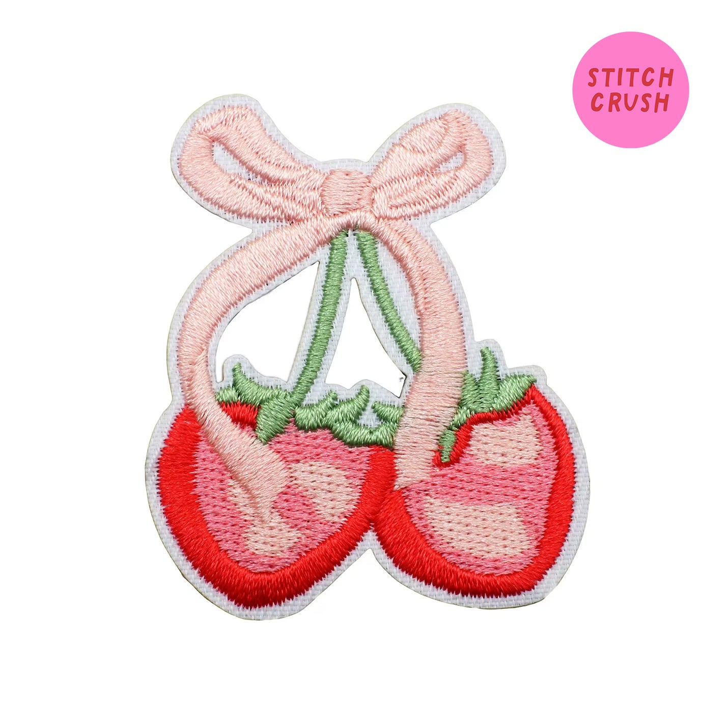 Playful Berries with Bow Embroidered Iron-on Patch