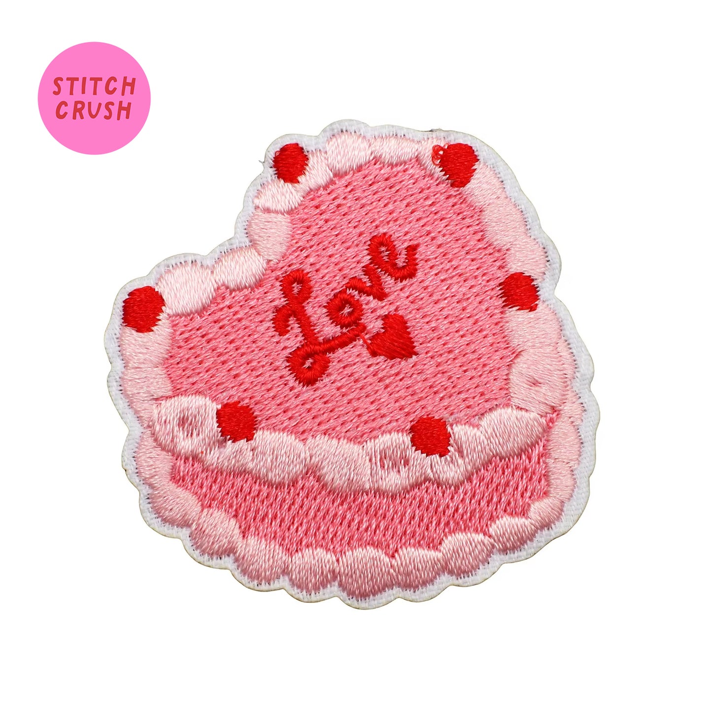 Pink Love Cake Embroidered Iron-on Patch