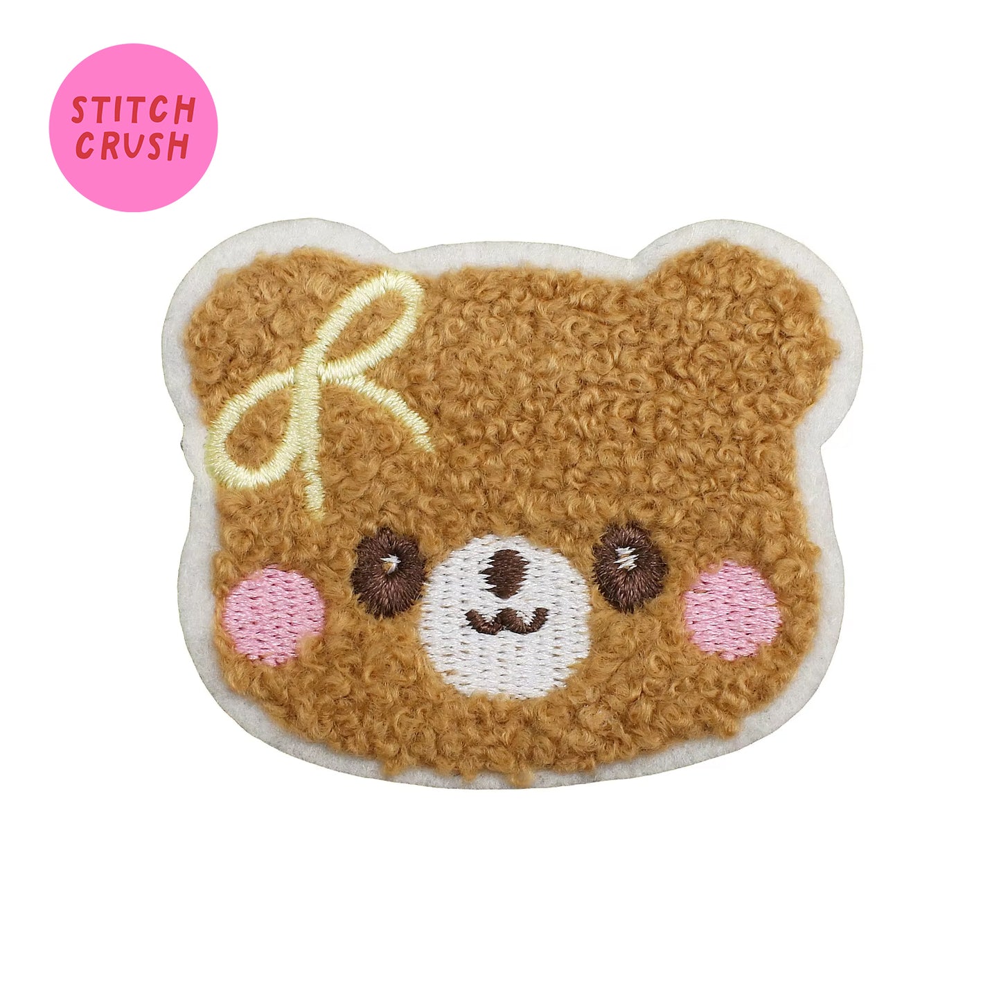TEDDY FACE WITH BOW Iron-on Patch