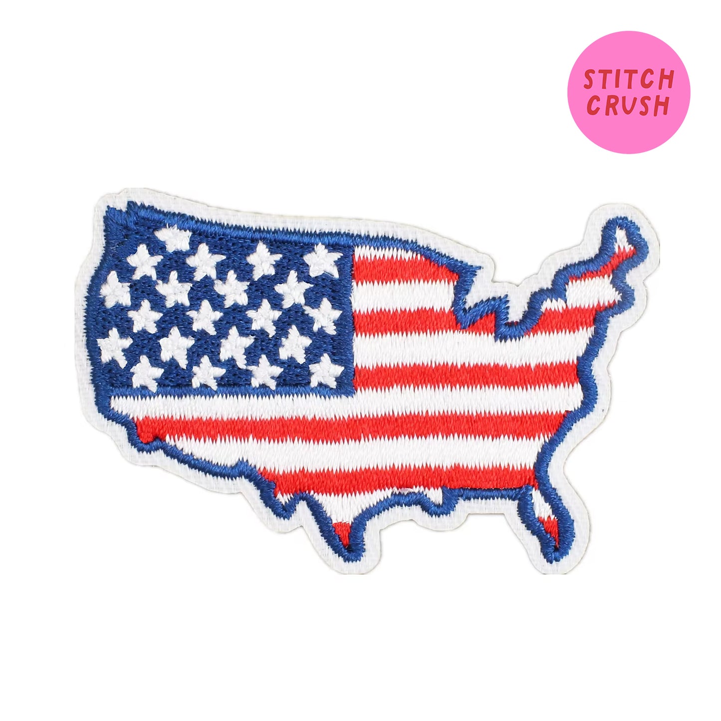 USA Shaped Flag Embroidered Iron-on Patch