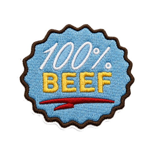 100% Beef Hot Dog Original Embroidered Iron-on Patch