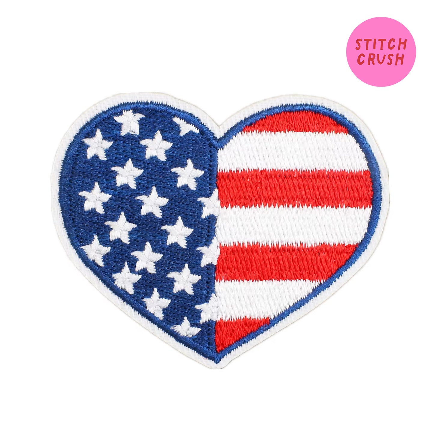 Heart Shaped American Flag Embroidered Iron-on Patch