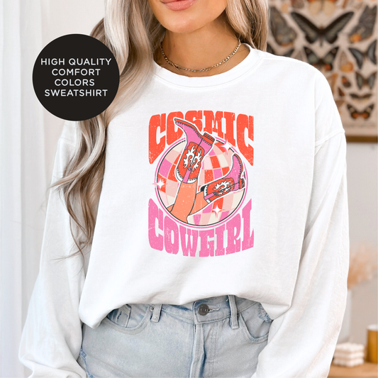 Cosmic Cowgirl Cute Summer High Quality Crewneck