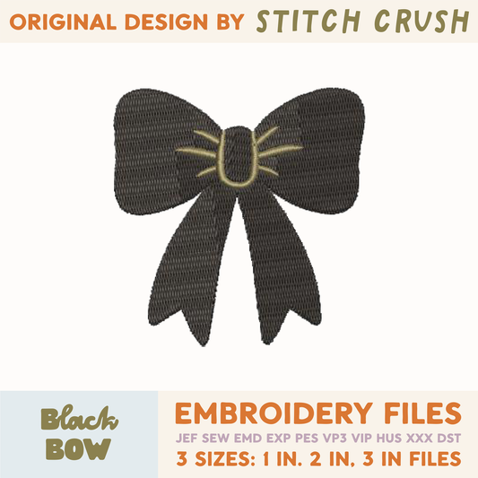 DIGITAL Embroidery File - Black Bow - Halloween Icons