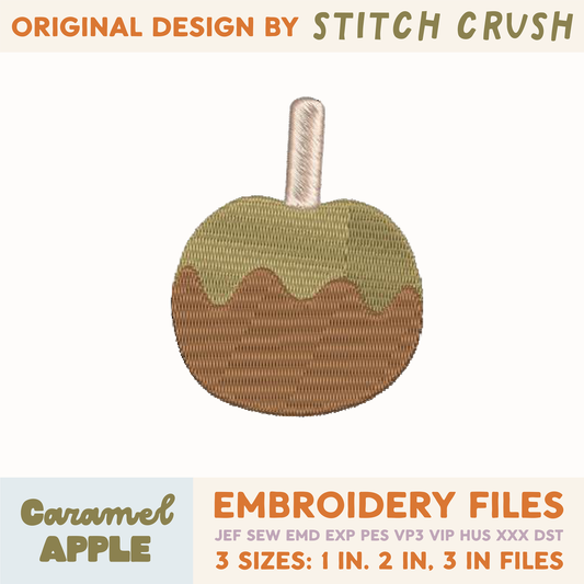 DIGITAL Embroidery File - Caramel Apple - Halloween Icons