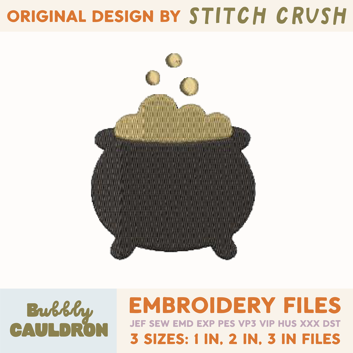 DIGITAL Embroidery File - Witch Cauldron - Halloween Icons