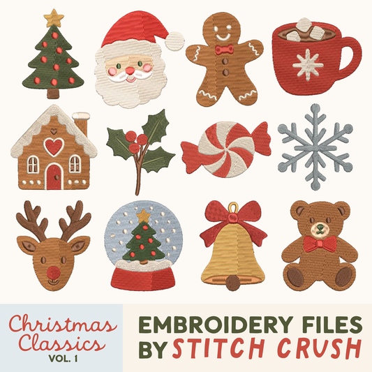 12 Designs - DIGITAL Embroidery File BUNDLE - Classic Christmas Vol.1
