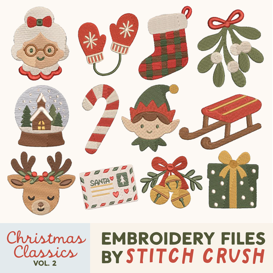 12 Designs - DIGITAL Embroidery File BUNDLE - Classic Christmas Vol.2