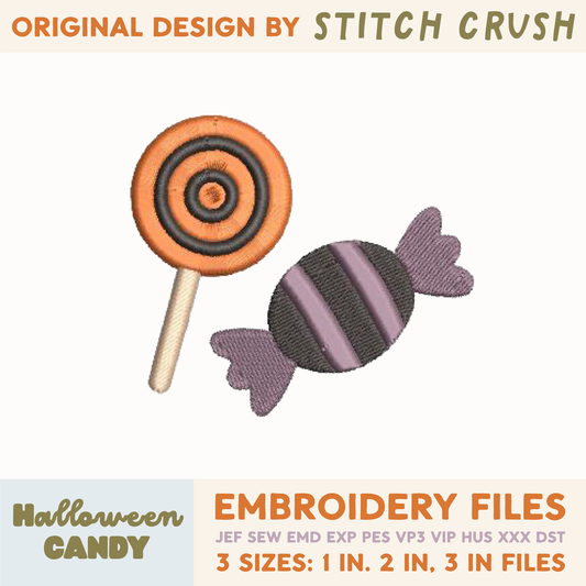 DIGITAL Embroidery File - Halloween Candy - Halloween Icons