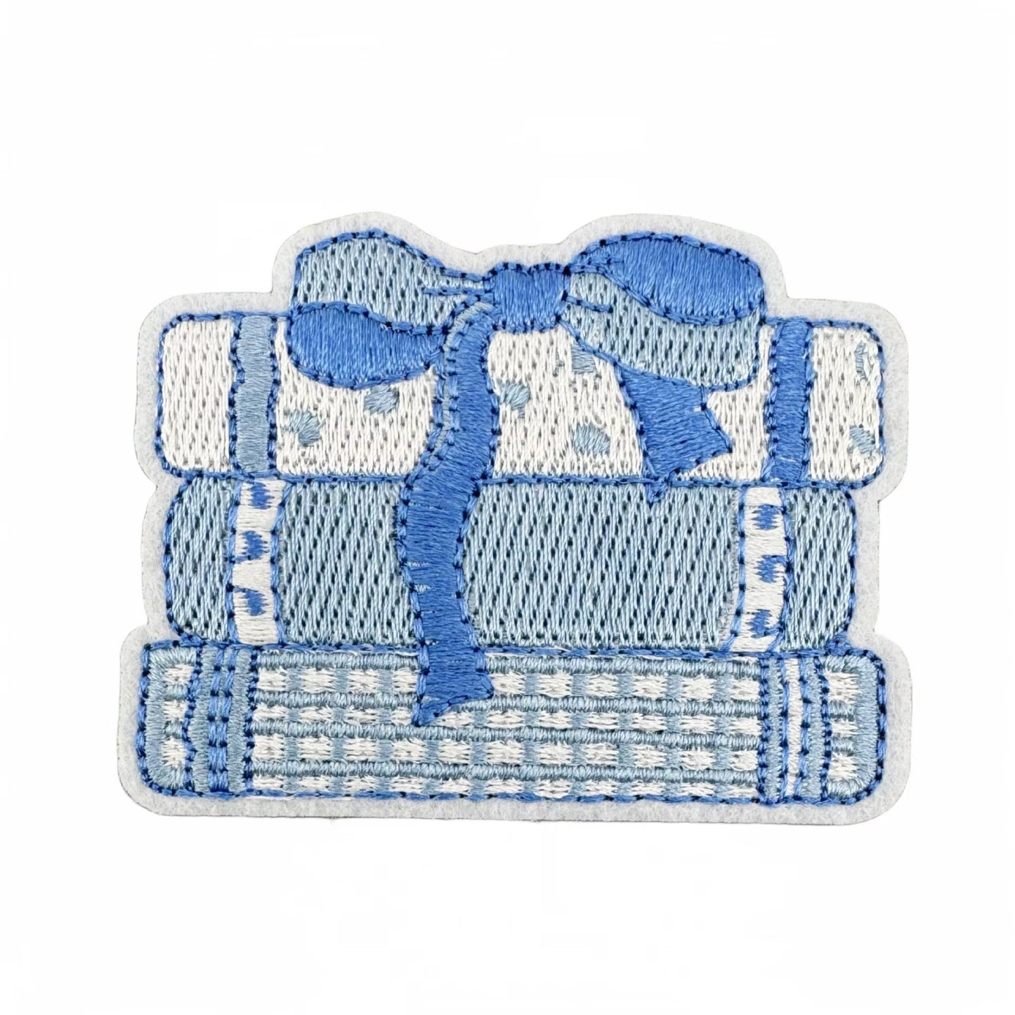 Blue Book Stack Embroidered Iron-on Patch
