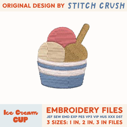DIGITAL Embroidery File - Ice Cream Cup