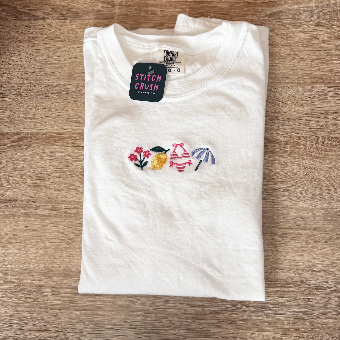 Italian Summer Icon Embroidered White Crewneck T-Shirt