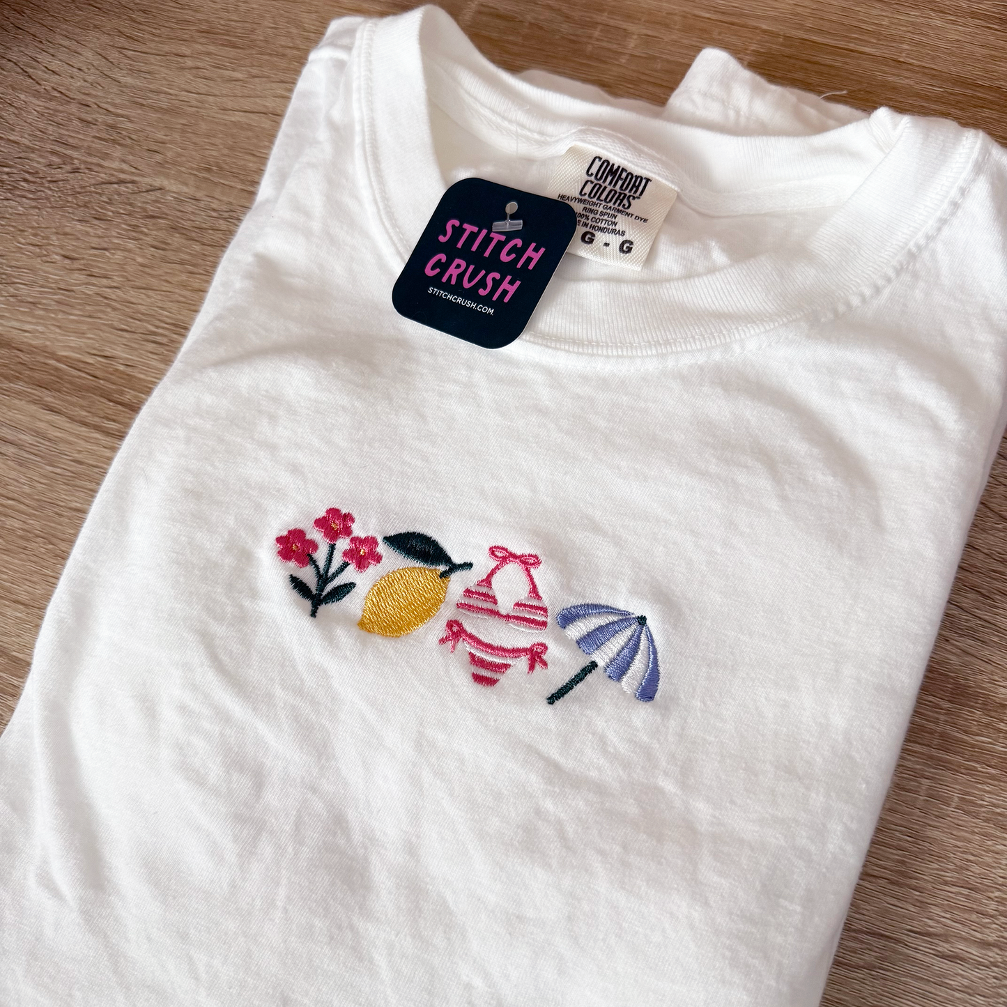 Italian Summer Icon Embroidered White Crewneck T-Shirt