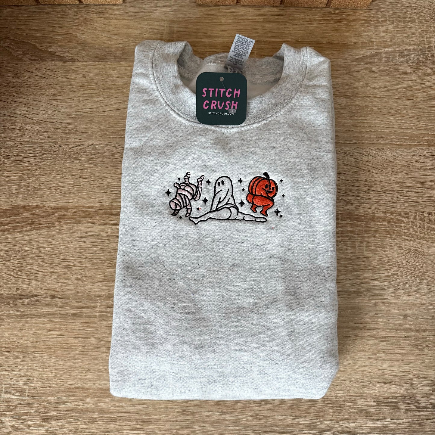 FUNNY HALLOWEEN CHARACTERS Embroidered Halloween Crewneck Sweatshirt