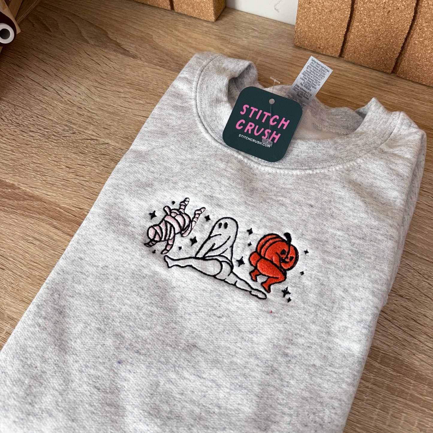 FUNNY HALLOWEEN CHARACTERS Embroidered Halloween Crewneck Sweatshirt