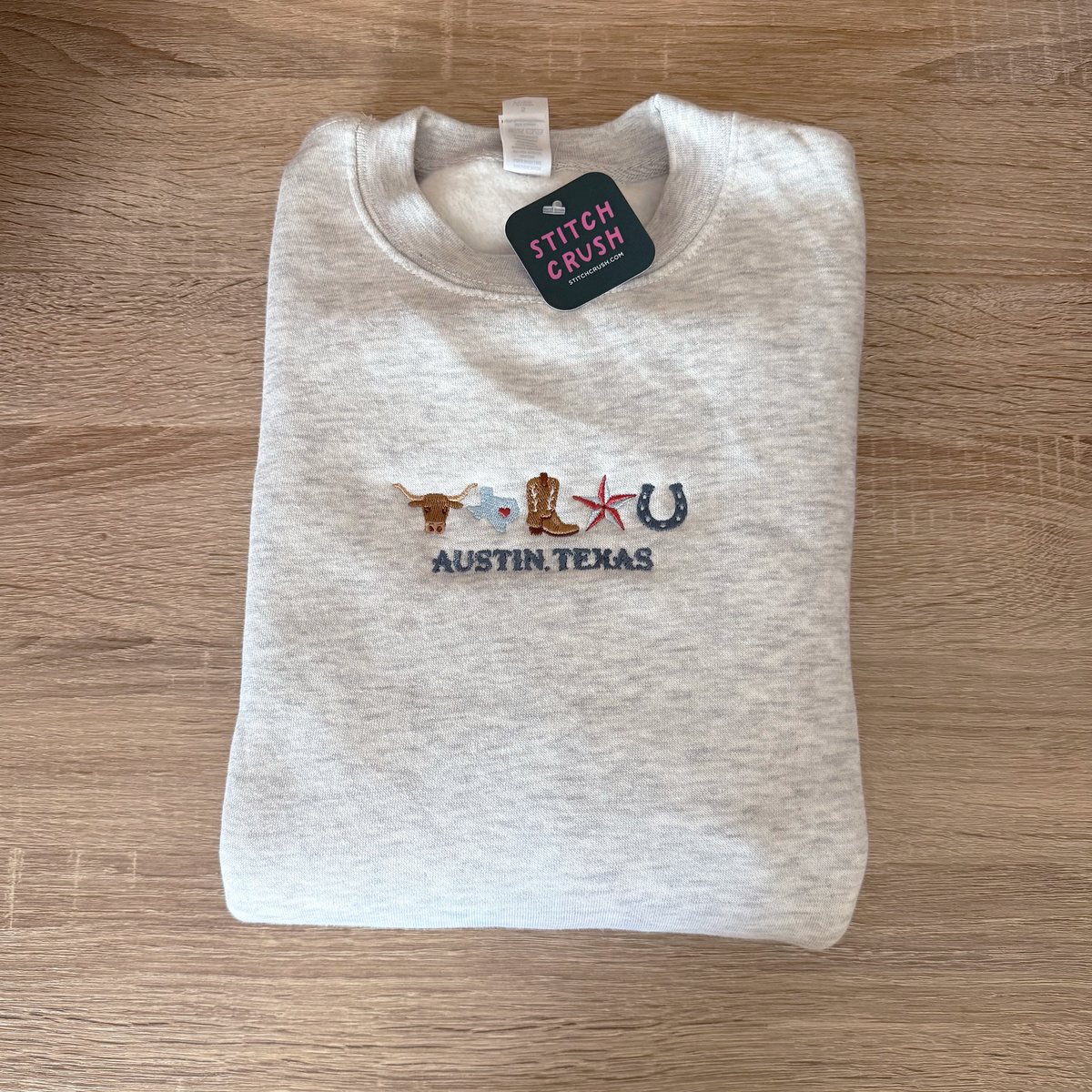 Austin Texas Cities Embroidered Crewneck Sweatshirt