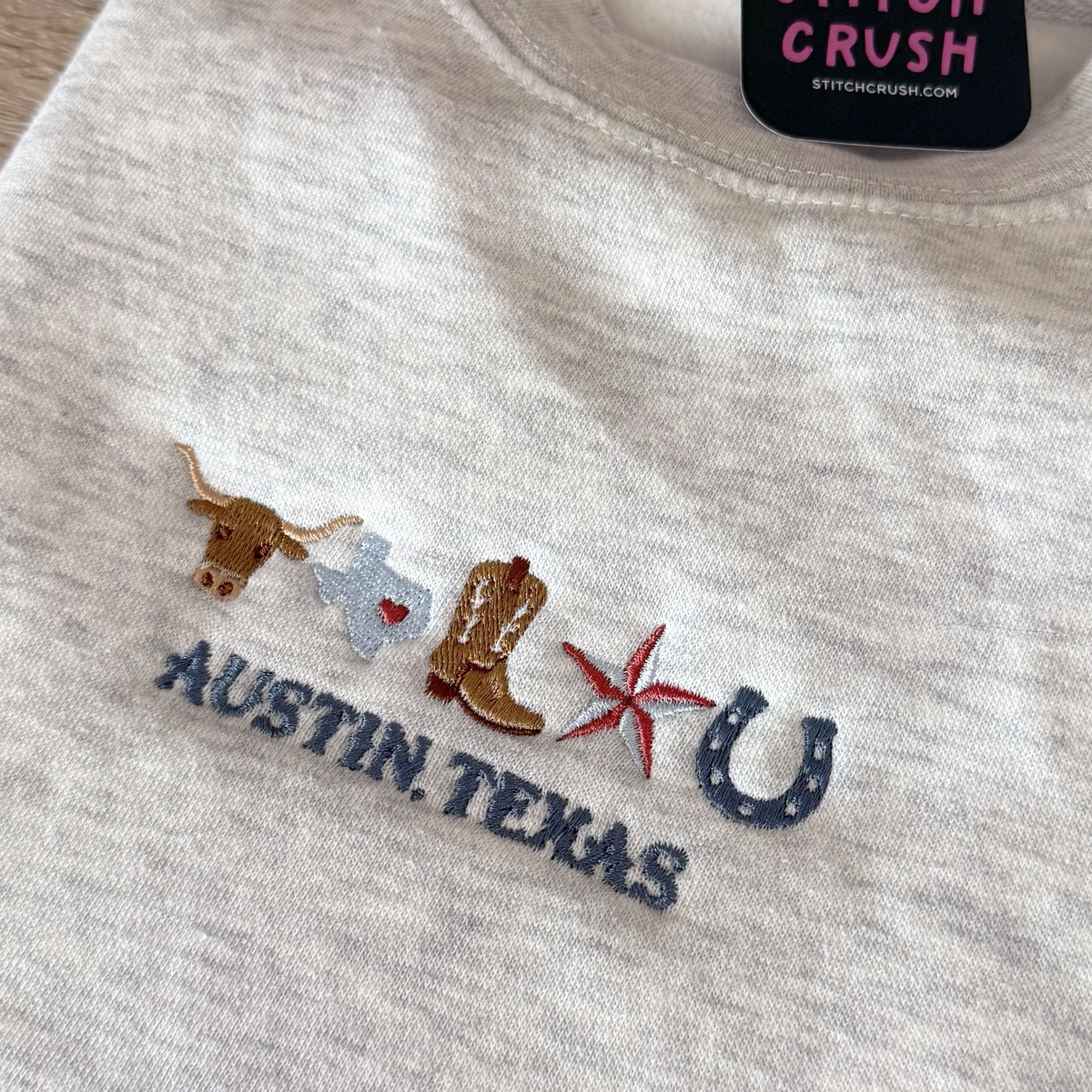 Austin Texas Cities Embroidered Crewneck Sweatshirt