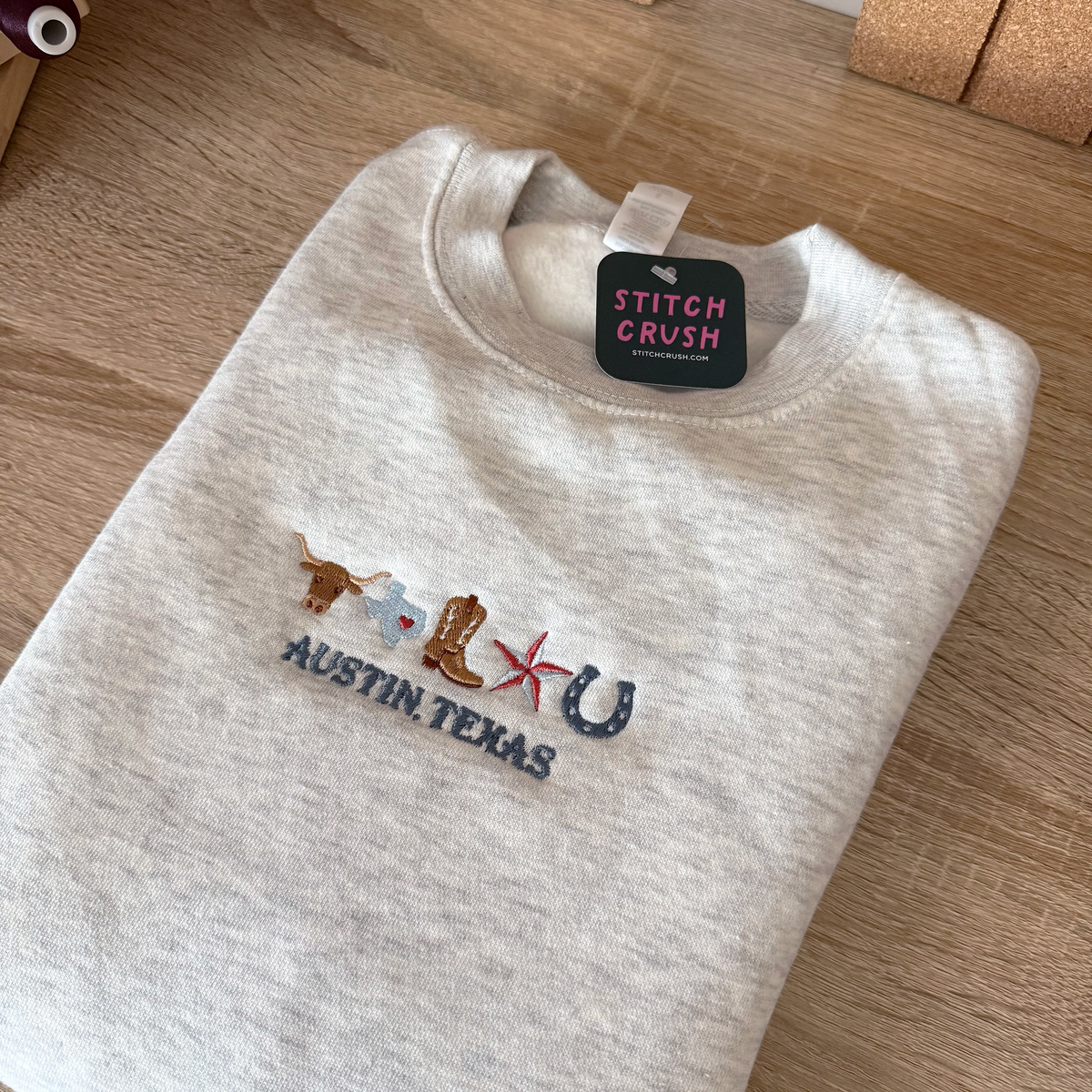 Austin Texas Cities Embroidered Crewneck Sweatshirt