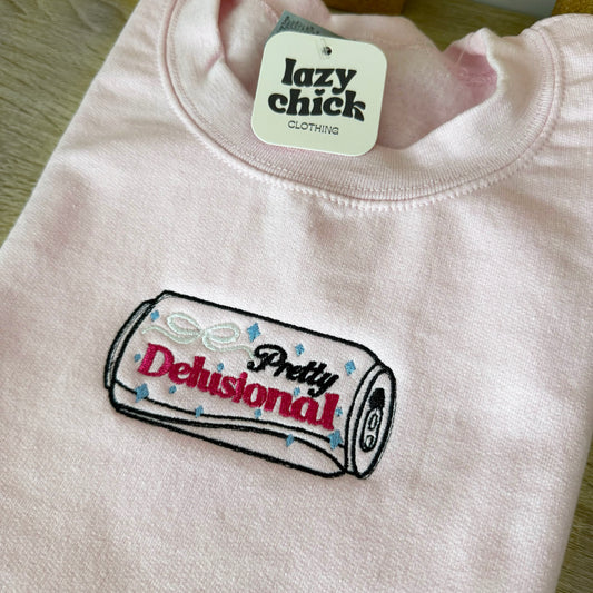 Pretty Delusional Diet Soda Embroidery