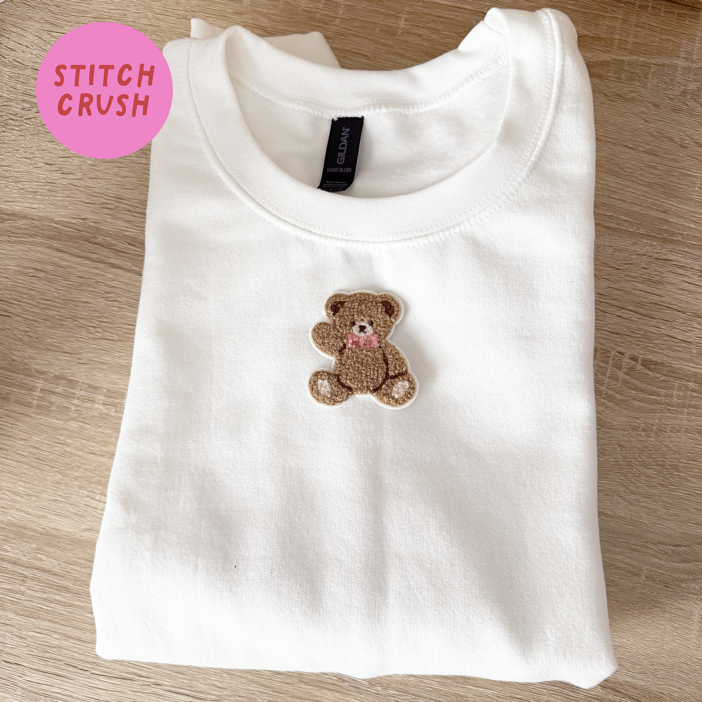 WAVING BROWN TEDDY Iron-on Patch