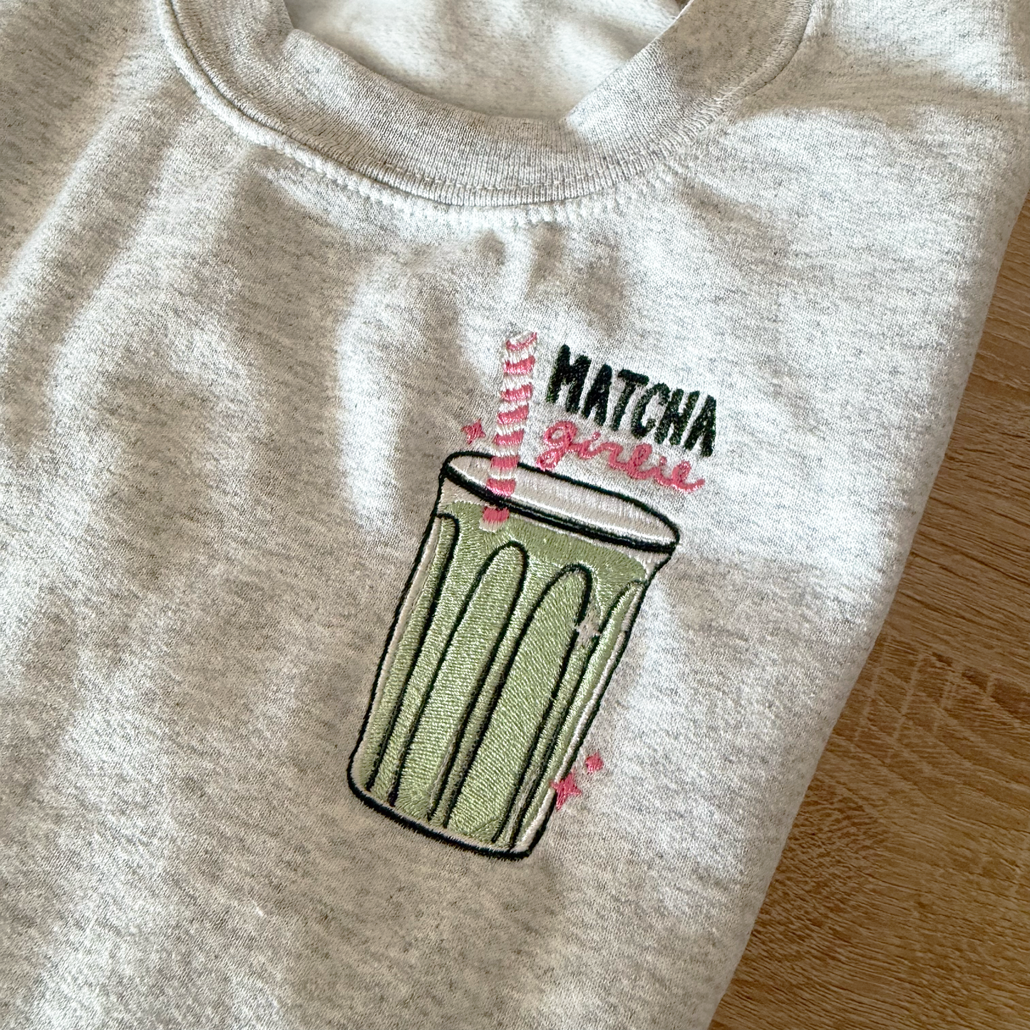 Matcha Girlie Embroidered Crewneck Sweatshirt