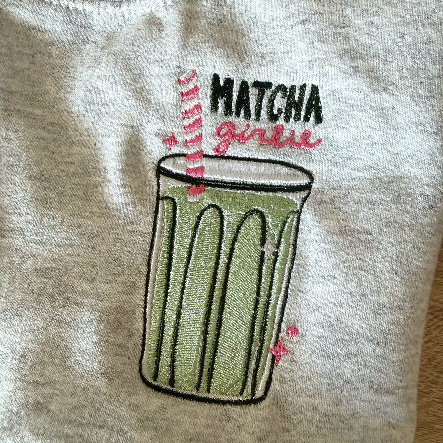 Matcha Girlie Embroidered Crewneck Sweatshirt