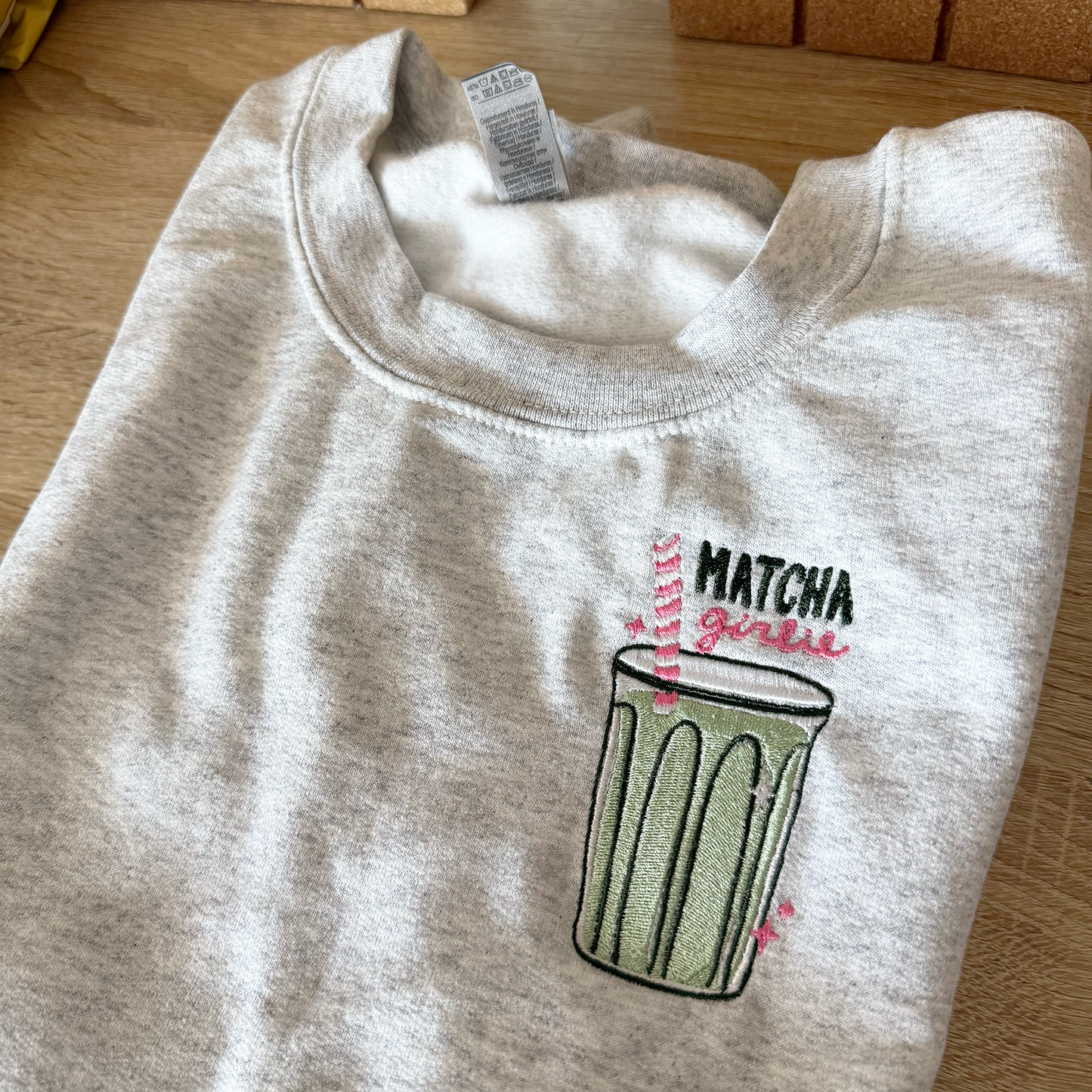 Matcha Girlie Embroidered Crewneck Sweatshirt