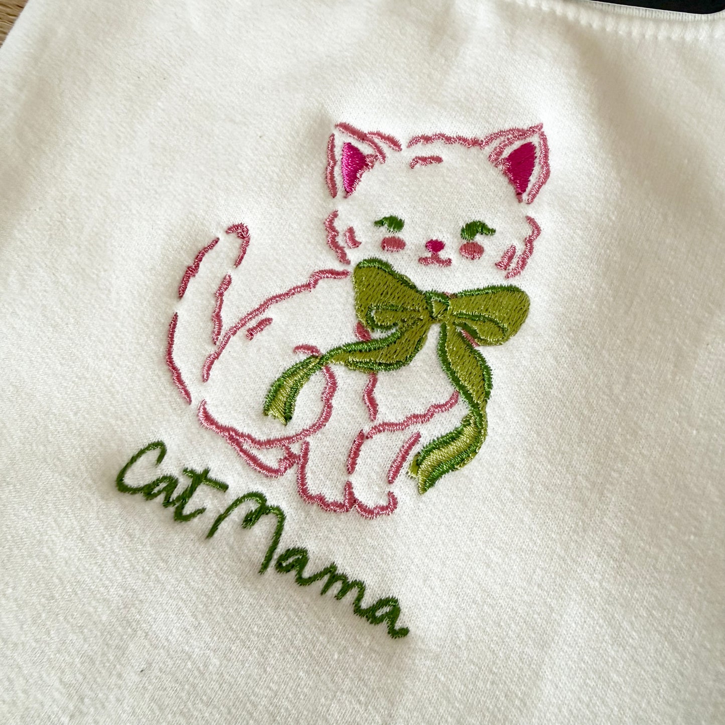 Cat Mama Embroidered Crewneck Sweatshirt