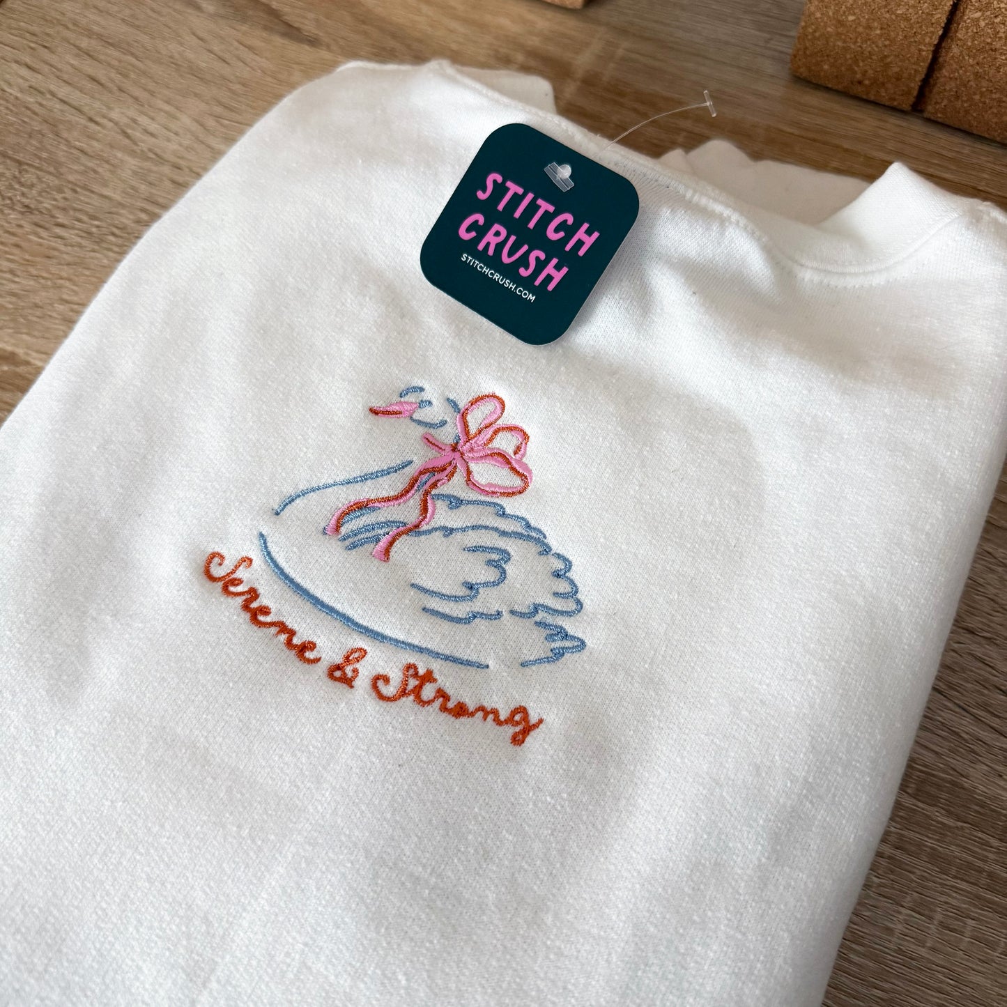 Serene and Strong Swan Embroidered Crewneck Sweatshirt