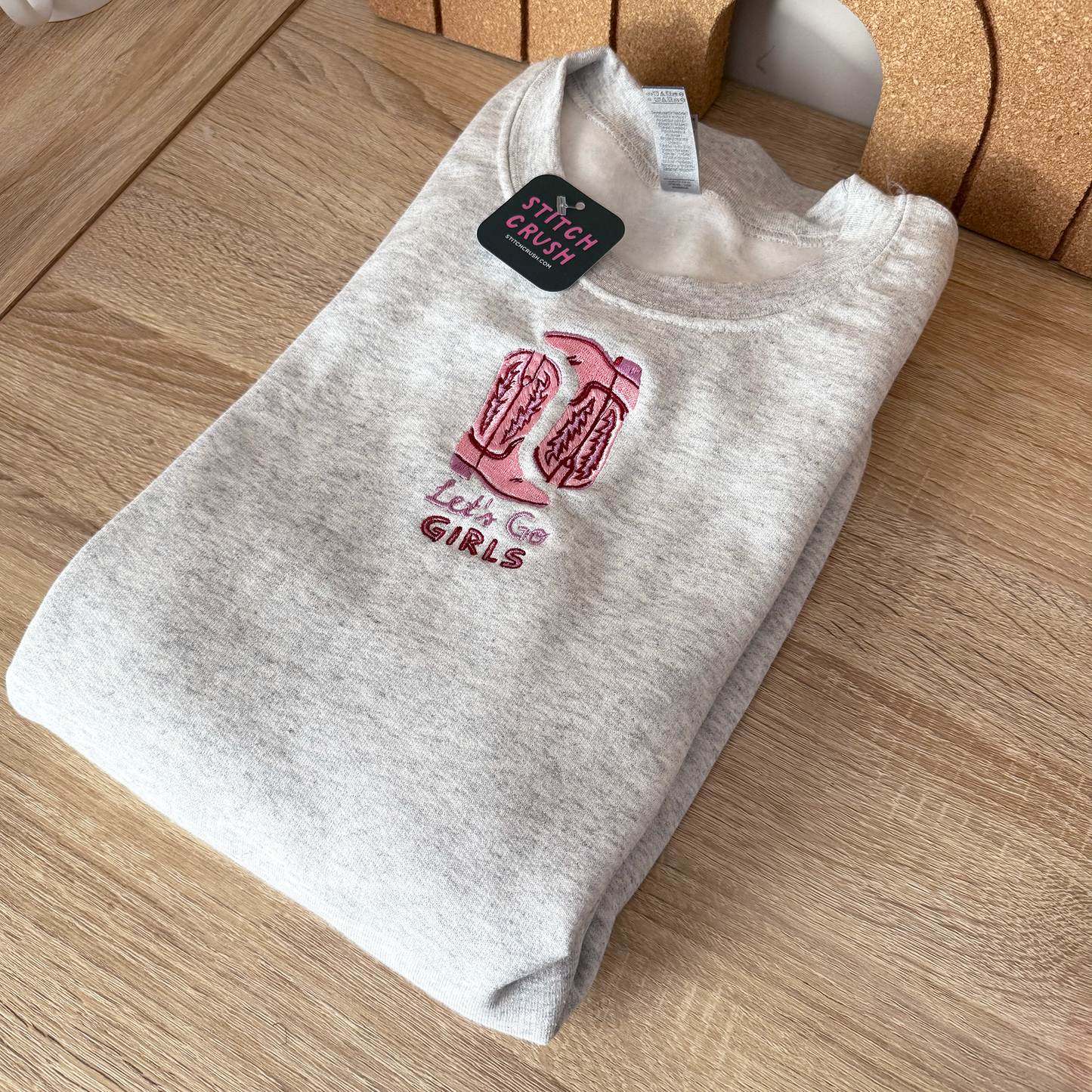 Let's Go Girls Embroidered Crewneck Sweatshirt