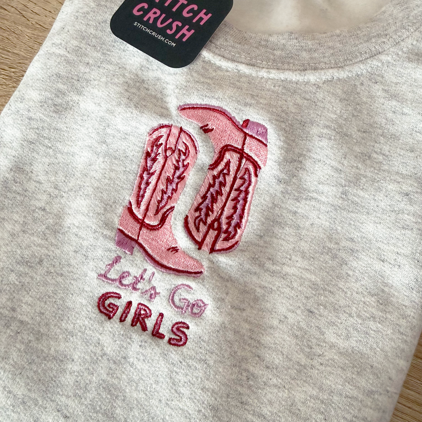 Let's Go Girls Embroidered Crewneck Sweatshirt