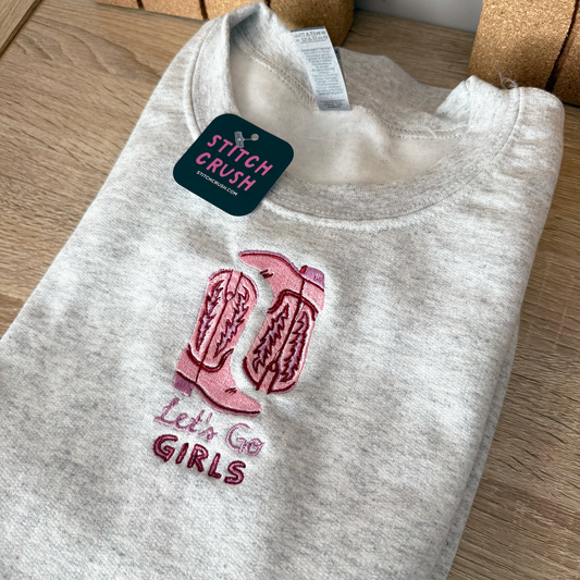 Let's Go Girls Embroidered Crewneck Sweatshirt
