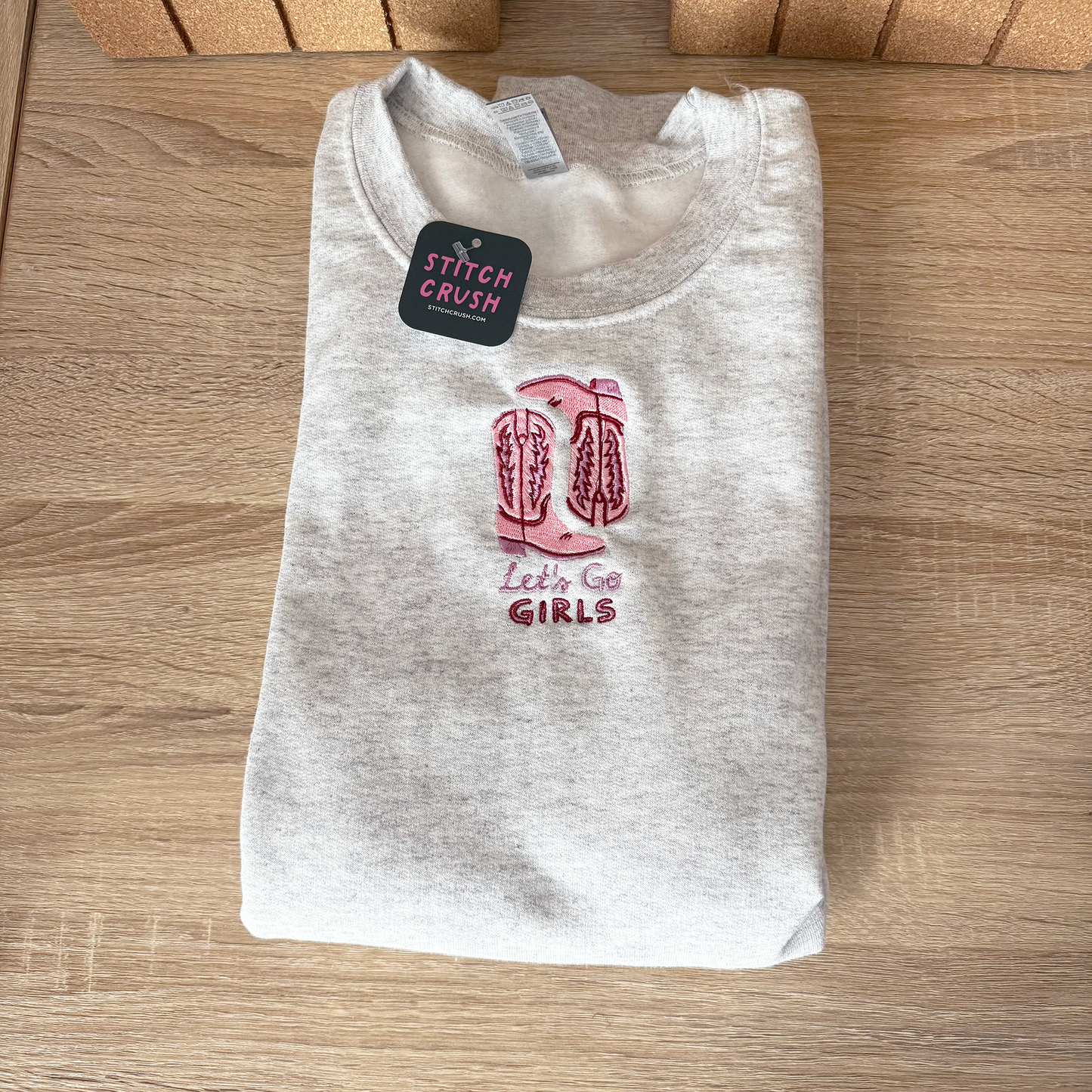 Let's Go Girls Embroidered Crewneck Sweatshirt