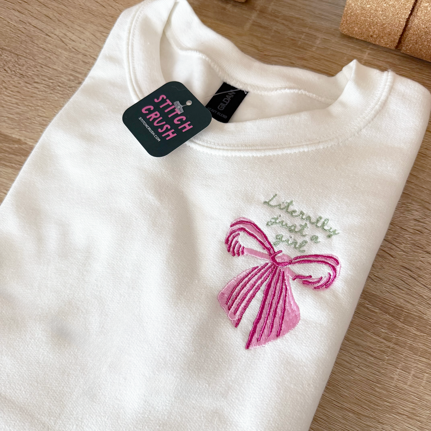 Literally Just a Girl Embroidered Crewneck Sweatshirt