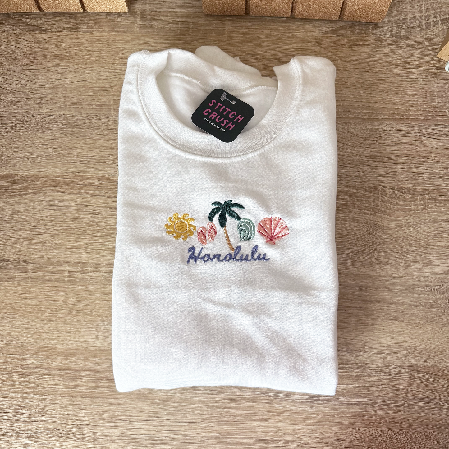 Honolulu Hawaii Cities Embroidered Crewneck Sweatshirt