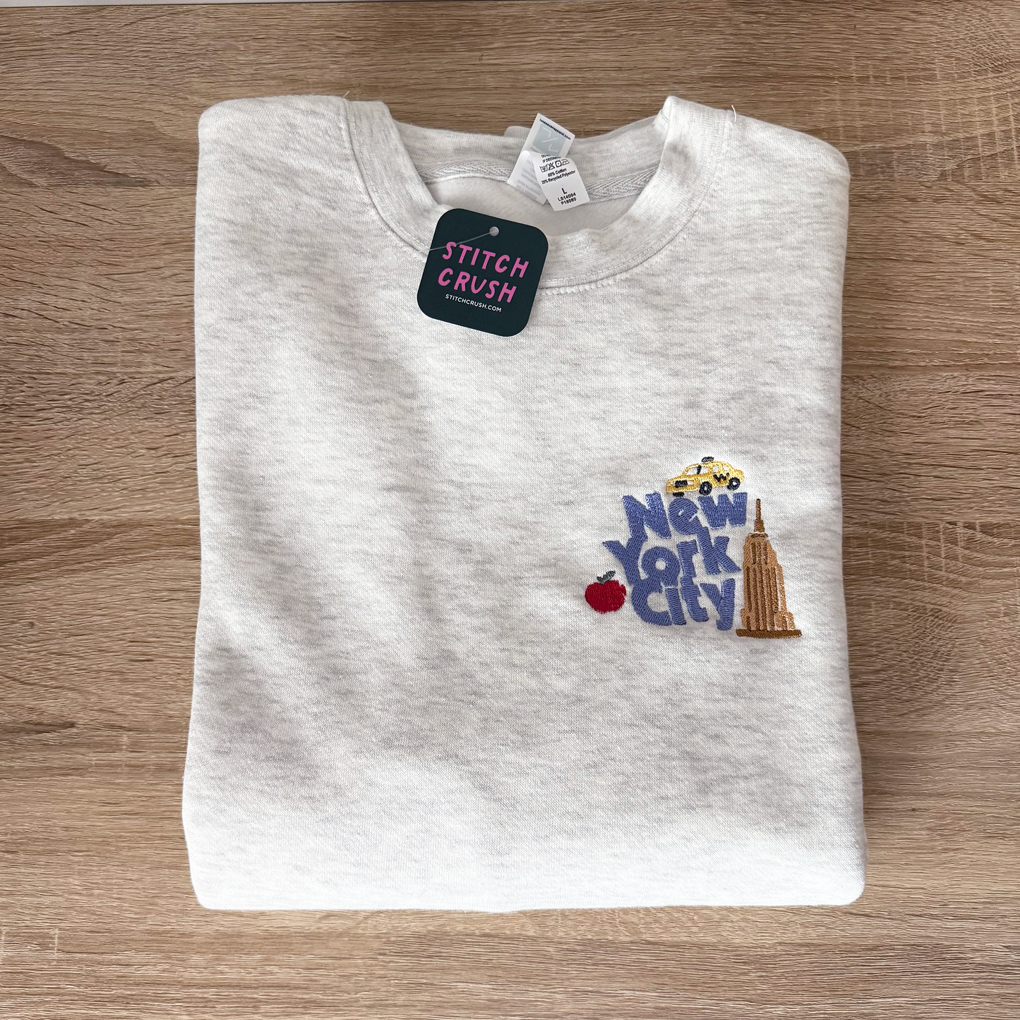 New York City Small Cities Embroidered Crewneck Sweatshirt