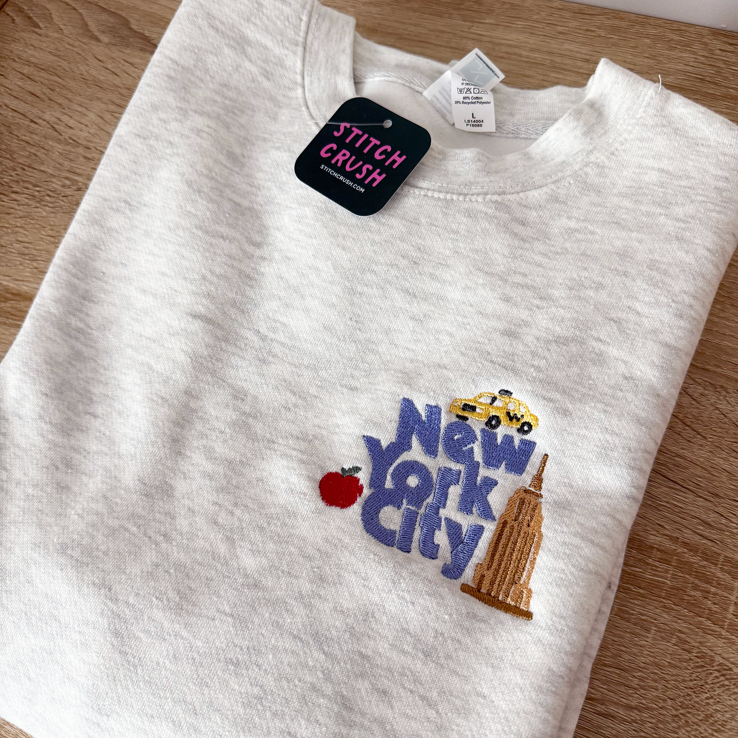 New York City Small Cities Embroidered Crewneck Sweatshirt
