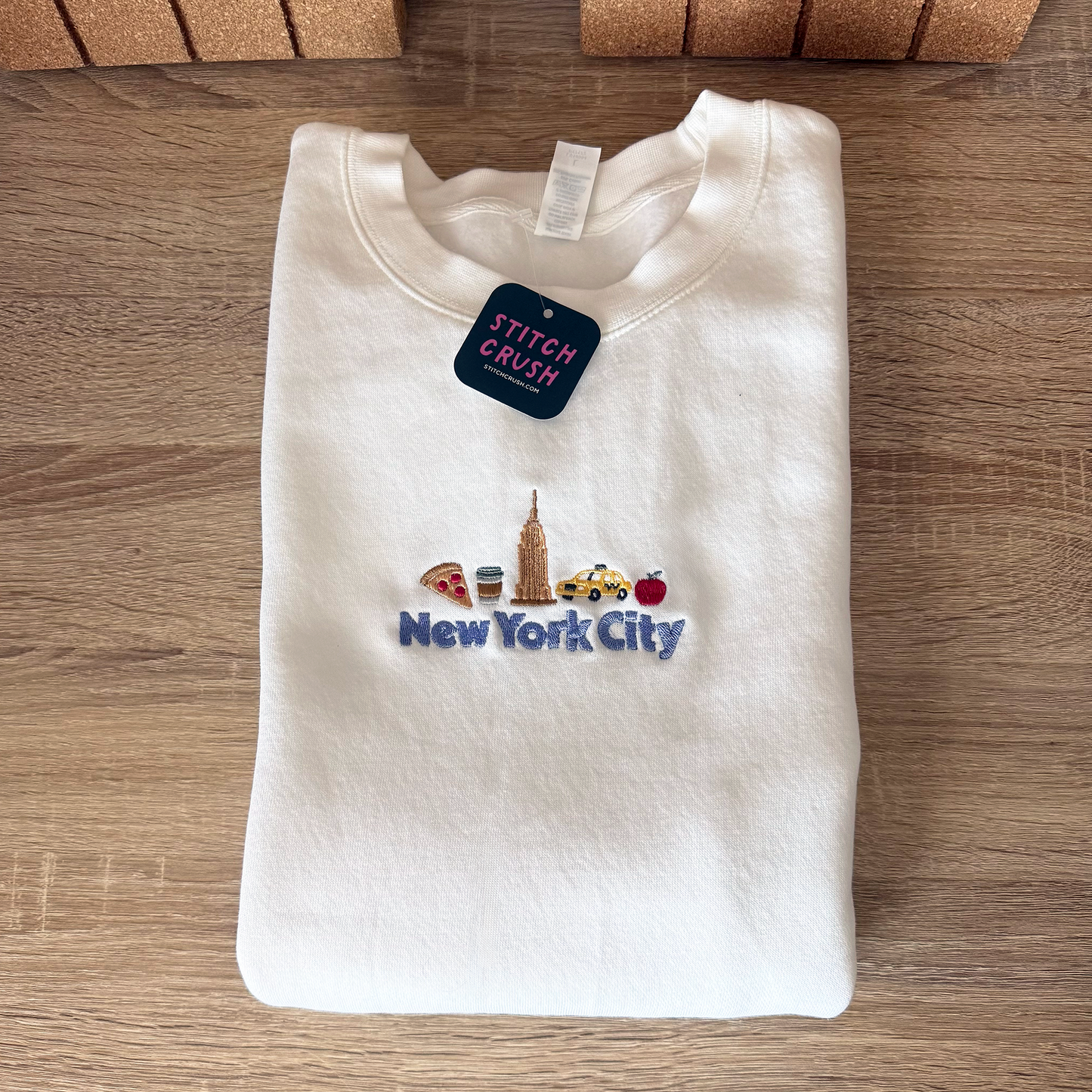 New York City Wide Cities Embroidered Crewneck Sweatshirt