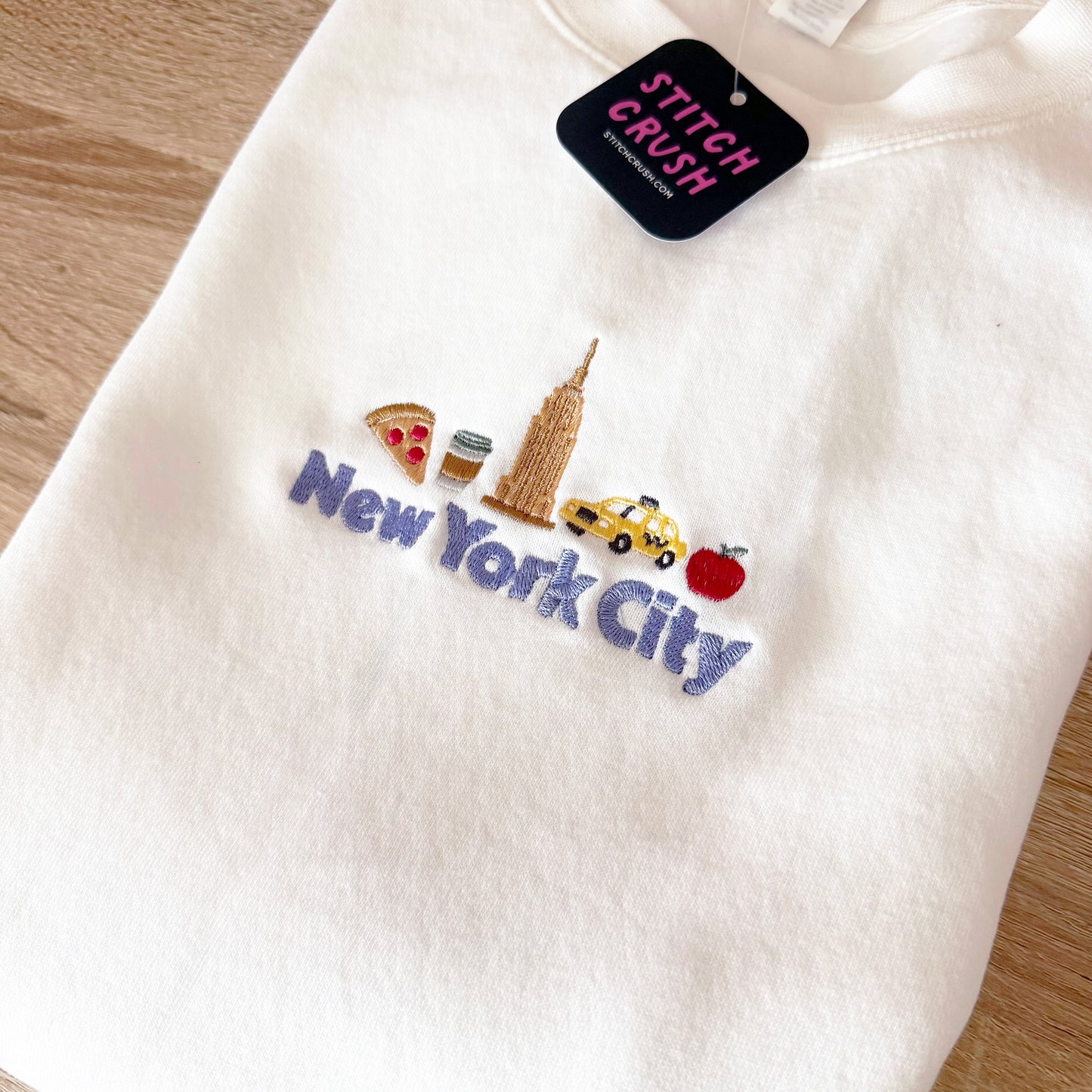 New York City Wide Cities Embroidered Crewneck Sweatshirt