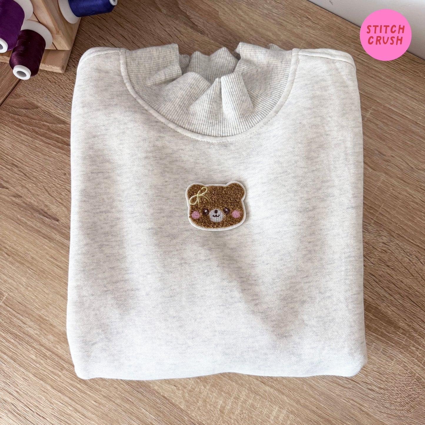 TEDDY FACE WITH BOW Iron-on Patch