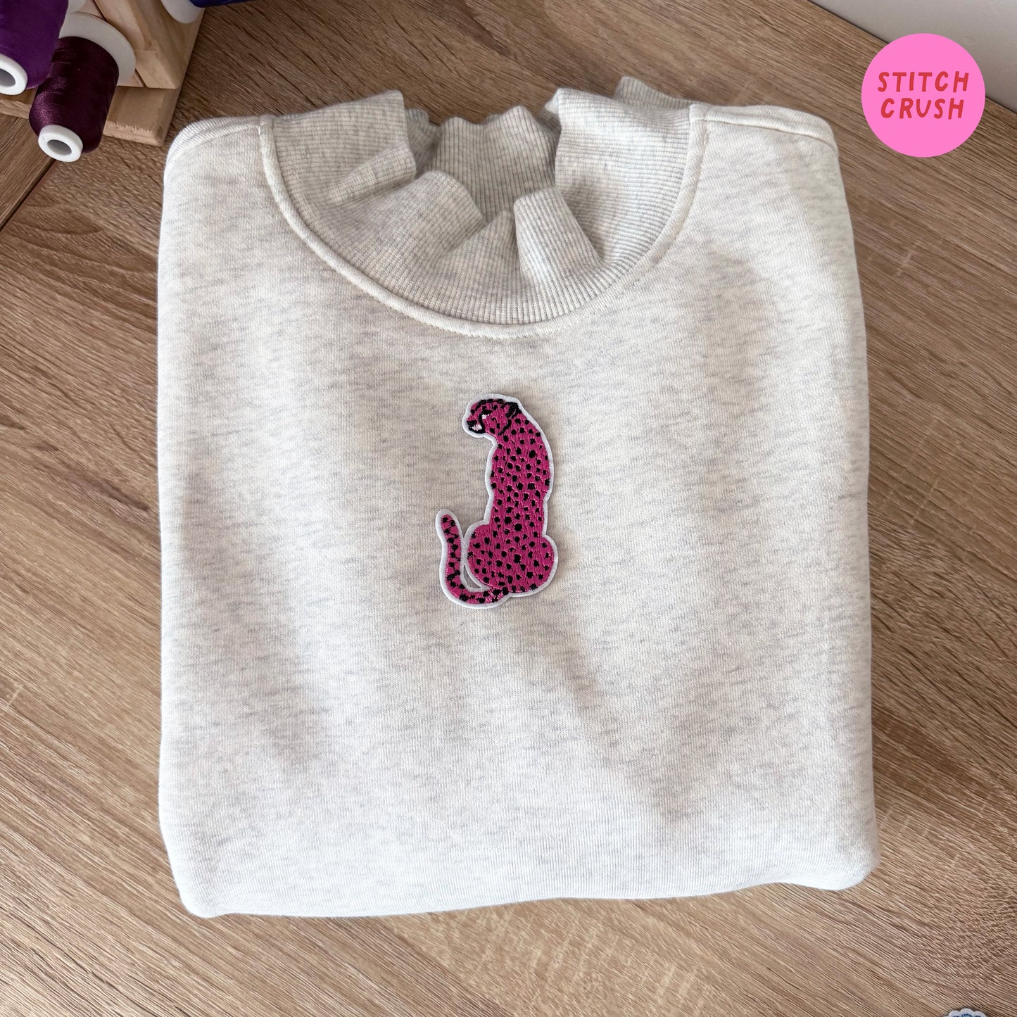 Pink Cheetah Embroidered Iron-on Patch