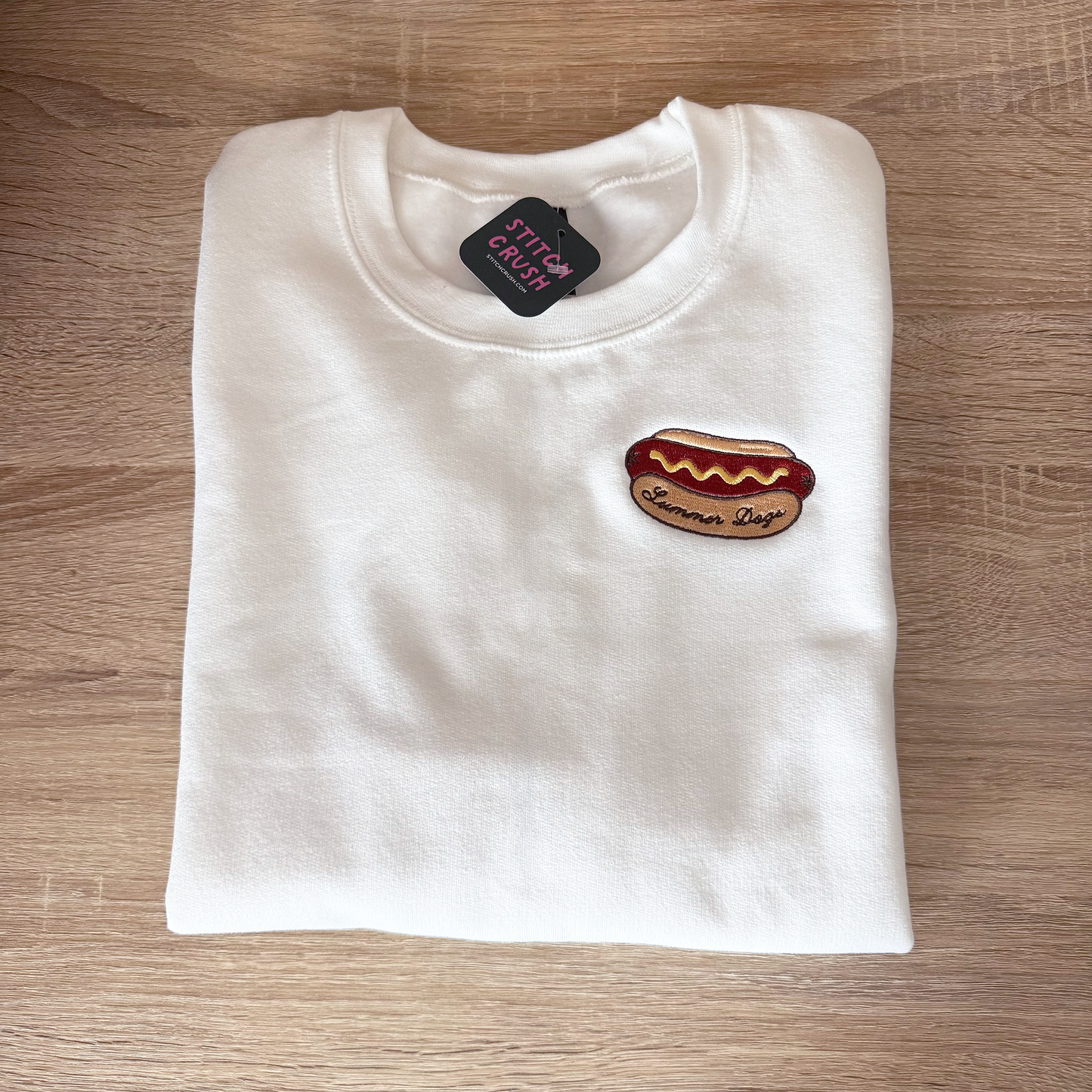 Summer Dogs Hot Dog Embroidered Crewneck Sweatshirt