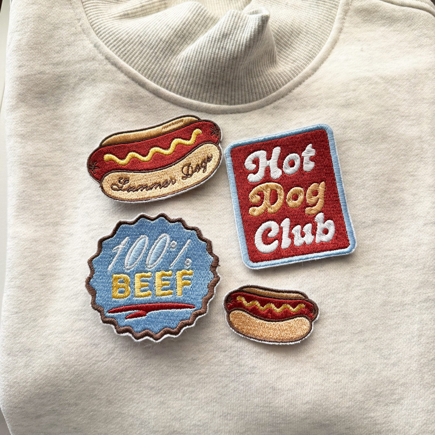 Set of 3 - Tiny Patch Hot Dog Original Embroidered Iron-on Patch