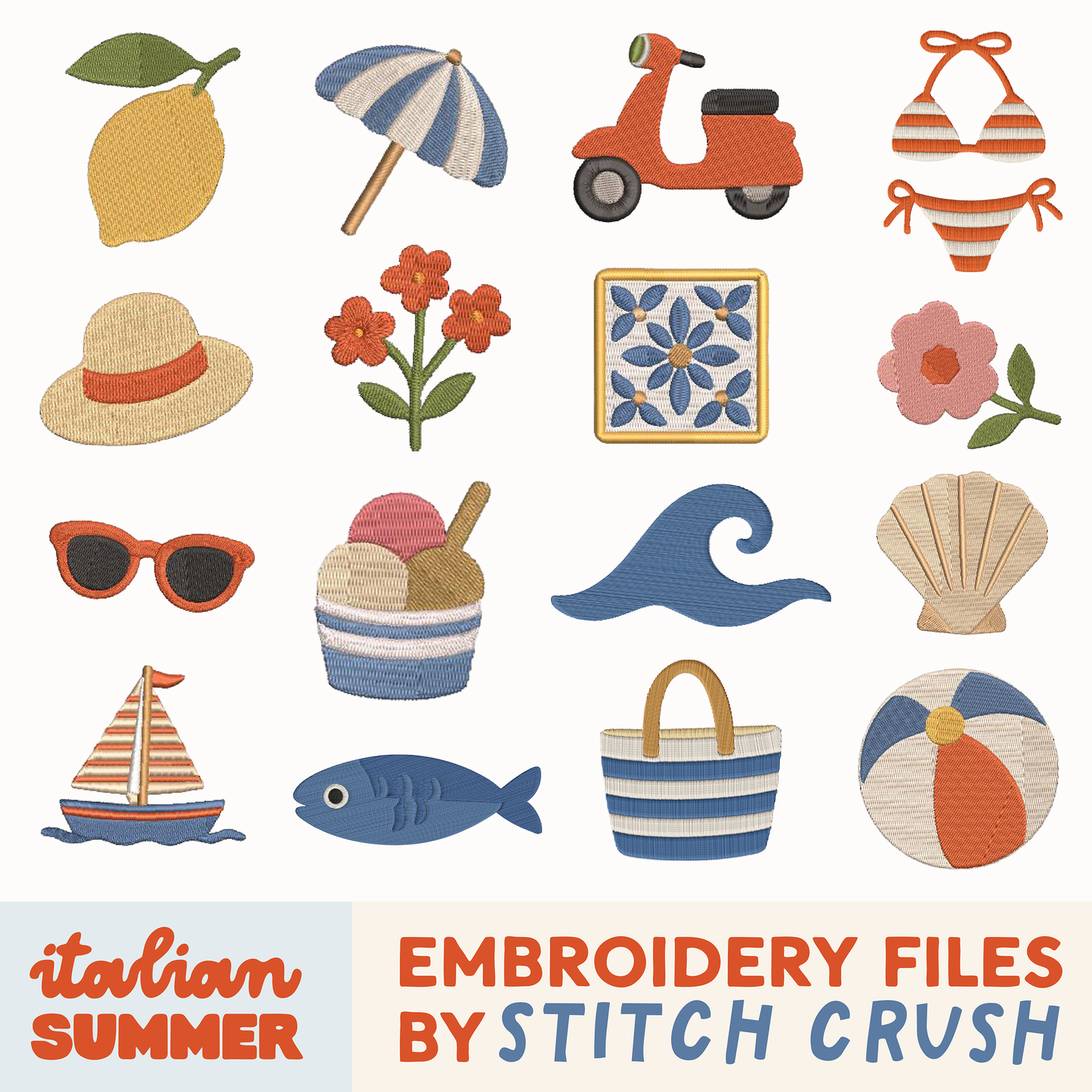 16 Designs - DIGITAL Embroidery File BUNDLE - Italian Summer